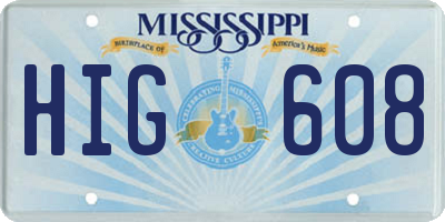 MS license plate HIG608