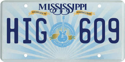 MS license plate HIG609