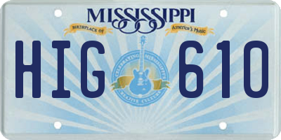 MS license plate HIG610