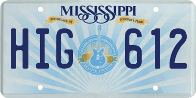 MS license plate HIG612