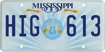 MS license plate HIG613