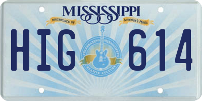 MS license plate HIG614