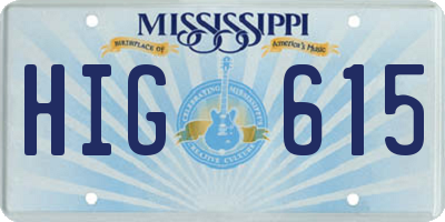 MS license plate HIG615