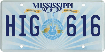 MS license plate HIG616