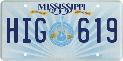 MS license plate HIG619