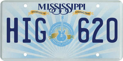 MS license plate HIG620