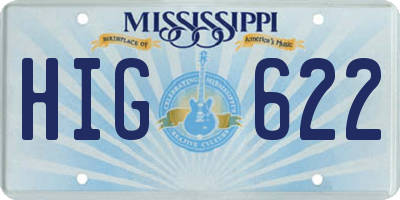 MS license plate HIG622