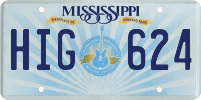 MS license plate HIG624