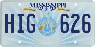 MS license plate HIG626
