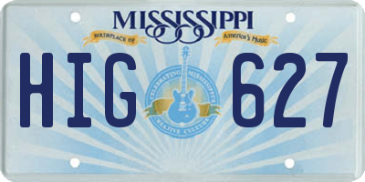MS license plate HIG627