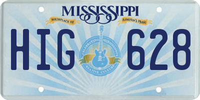 MS license plate HIG628