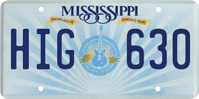 MS license plate HIG630