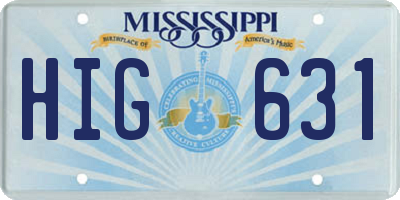 MS license plate HIG631