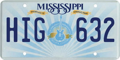 MS license plate HIG632