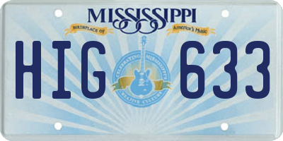 MS license plate HIG633