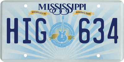 MS license plate HIG634