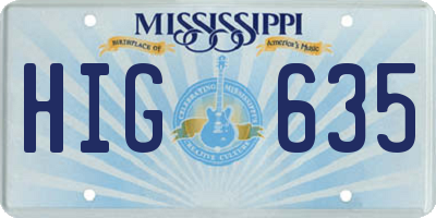 MS license plate HIG635
