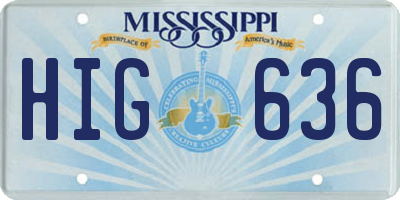 MS license plate HIG636