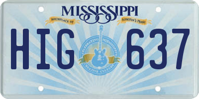 MS license plate HIG637