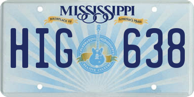 MS license plate HIG638