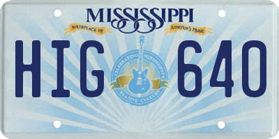 MS license plate HIG640
