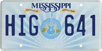 MS license plate HIG641