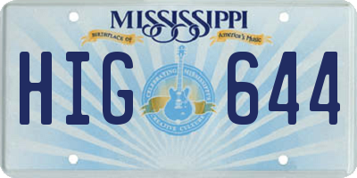 MS license plate HIG644