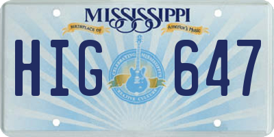 MS license plate HIG647