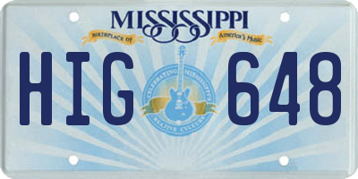 MS license plate HIG648
