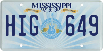MS license plate HIG649