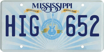MS license plate HIG652