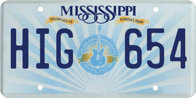 MS license plate HIG654