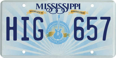 MS license plate HIG657
