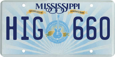 MS license plate HIG660