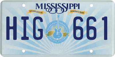 MS license plate HIG661