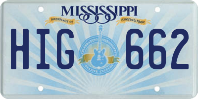 MS license plate HIG662