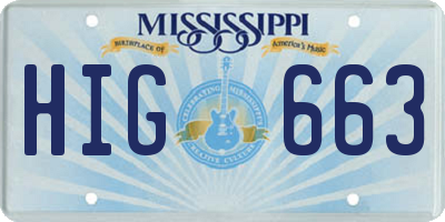MS license plate HIG663