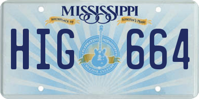 MS license plate HIG664