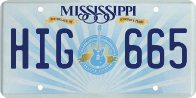 MS license plate HIG665