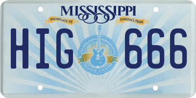MS license plate HIG666