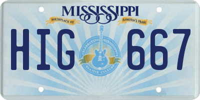 MS license plate HIG667