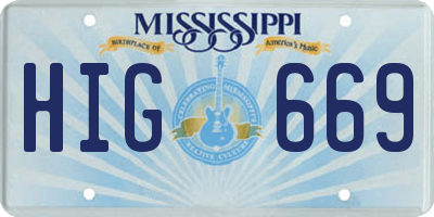 MS license plate HIG669