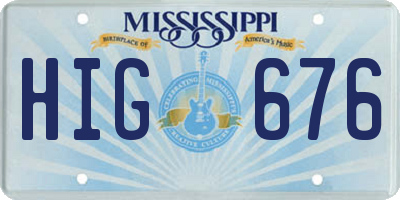 MS license plate HIG676