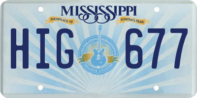 MS license plate HIG677