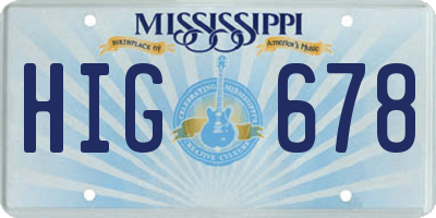 MS license plate HIG678