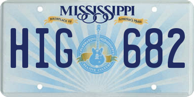 MS license plate HIG682