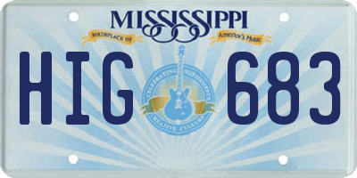 MS license plate HIG683