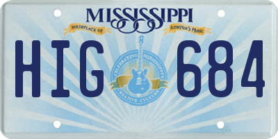 MS license plate HIG684