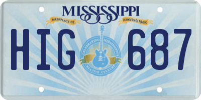 MS license plate HIG687
