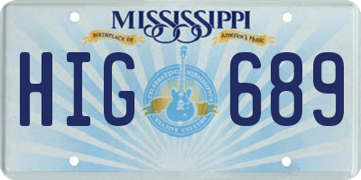 MS license plate HIG689